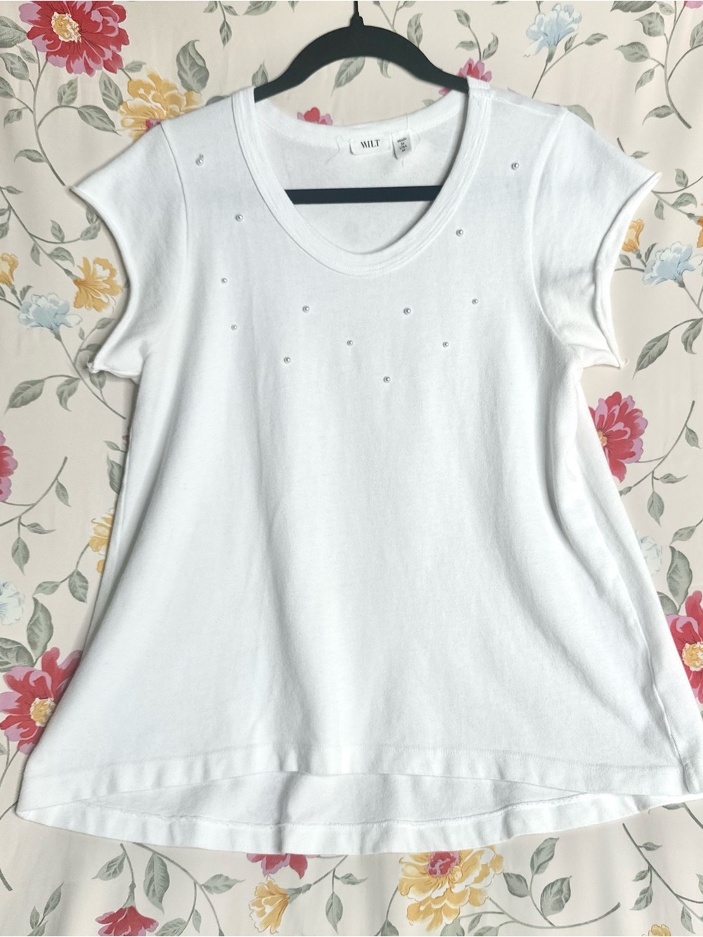 WILT EMBELLISHED BEADED PEARL WHITE TEE